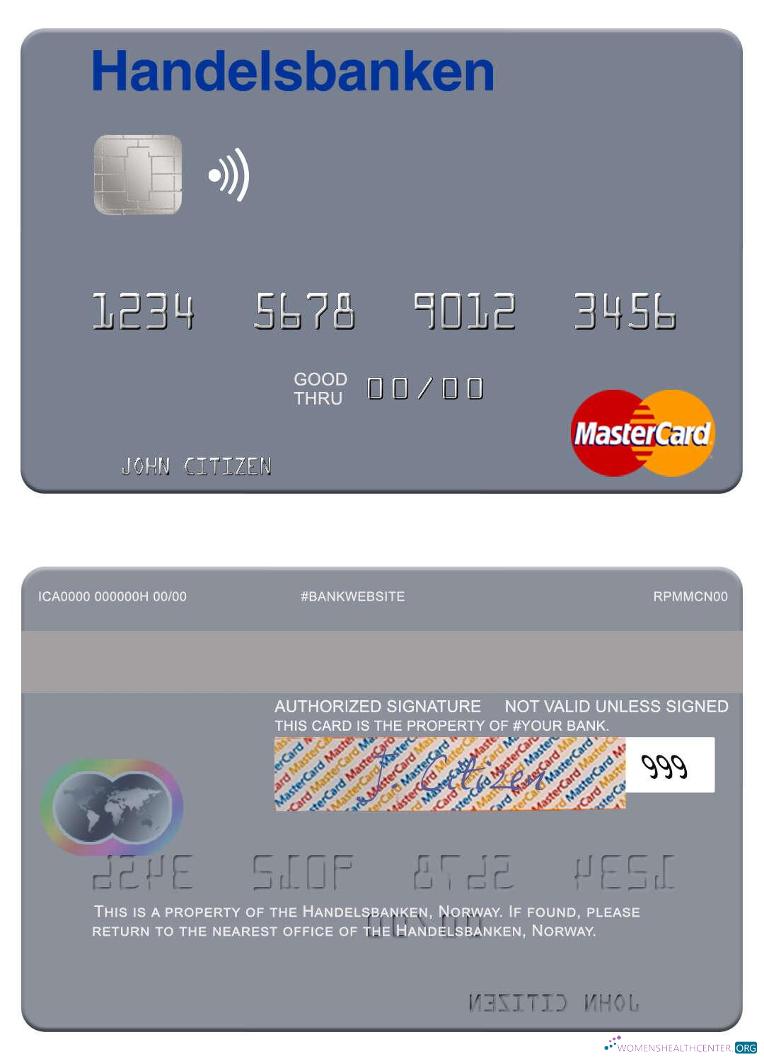 Download Norway Handelsbanken mastercard Photoshop template